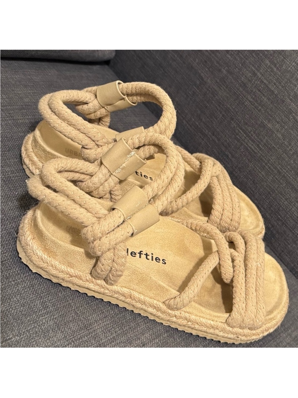 Beige Rope Slide Unisex Sandals 10” length